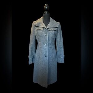 Kenneth Cole Chic Military Style Gray Wool Coat